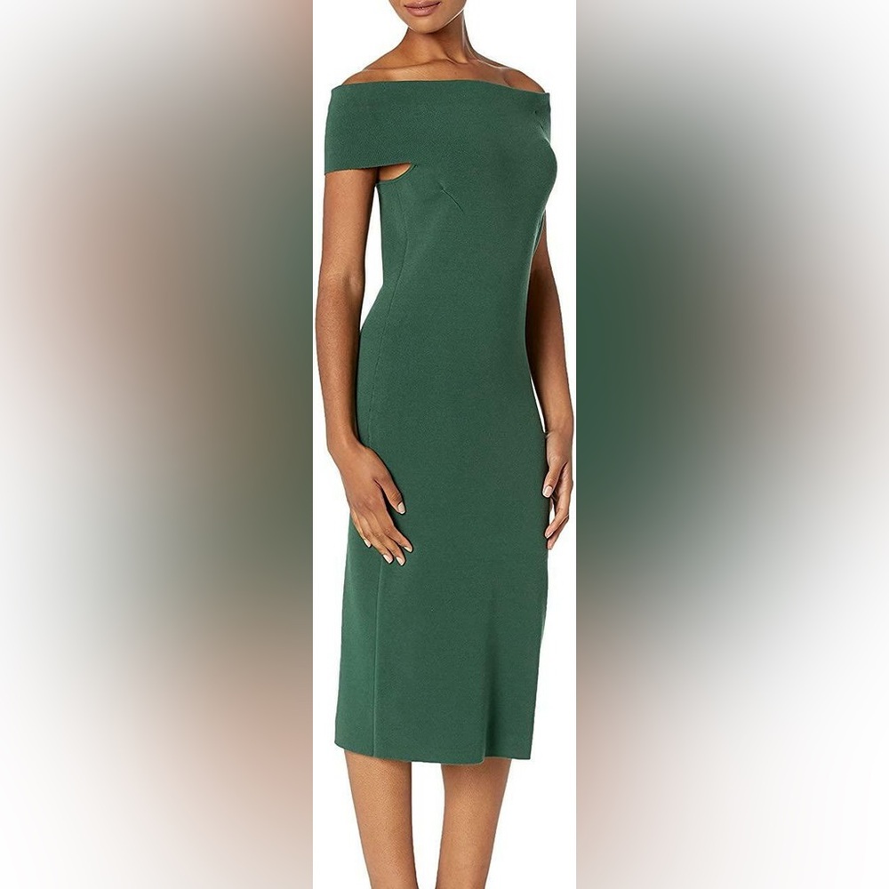 Lark & Ro Women's Off the Shoulder Sheath Sweater Dress, Pineneedle Green